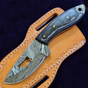 Cuchillo de caza OEM Wirecut de acero inoxidable, cuchillo Skinner con mango de madera, hoja fija, para camping, actividades al aire libre, EDC, con funda de cuero. - Product Image 2