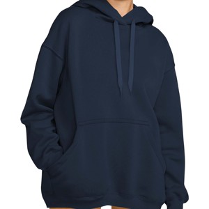 Sweat-shirts oversize pour femmes avec logo personnalisé sur le devant, couleur unie, manches longues, pull-over 100% coton molletonné, hauts décontractés et tendance - Product Image 2