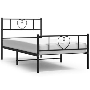 Cadre de lit double en acier noir avec revêtement poudré, lit rectangulaire en métal - Product Image 2