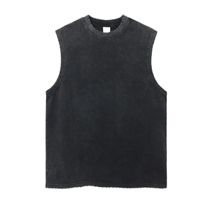 Débardeur homme été haute qualité 100% coton, sans manches, pour sport et gym, effet délavé, streetwear pour homme - Product Image 4