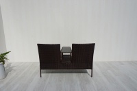 Fauteuil deux places en rotin PE moderne, prix usine, avec coussins KD, durable, confortable, contemporain, classique, pour intérieur/extérieur, parc, bord de piscine
