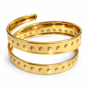 Brazalete de latón dorado antiguo con patrón tribal grabado, brazalete abierto, joyería al por mayor, fabricante y proveedor - Product Image 2