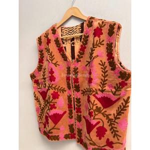 Chaleco Corto de Terciopelo con Bordado Floral y Puntada Abierta para Mujer, Ropa de Invierno y Prendas Exteriores - Product Image 4