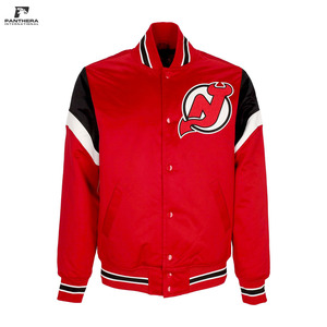 แจ็คเก็ต Letterman ผ้าซาตินขายส่ง พร้อมโลโก้ทีมแบบกำหนดเอง แจ็คเก็ตเบสบอลทรงบอมเบอร์ ผลิตตามสั่งแบบ OEM - Product Image 1