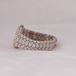 Reloj de Lujo para Hombre con Diamantes Blancos Brillantes de Moissanita VVS, Cuadrado, Estilo Hip Hop, de Acero Inoxidable, Movimiento de Cuarzo, Aleación, Resistente al Agua 10 Bar - Product Image 2