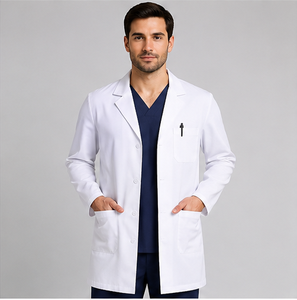 Blouse de laboratoire blanche en gros pour hommes, uniforme de médecin à manches longues, vêtement de travail médical respirant en polycoton, logo hôpital pharmacie - Product Image 6