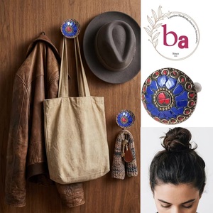 Industrial Brass Cabinet Knob Round Mosaic Blue <b>Red</b> Design Home Decor <b>Accessory</b> - Product Image 6