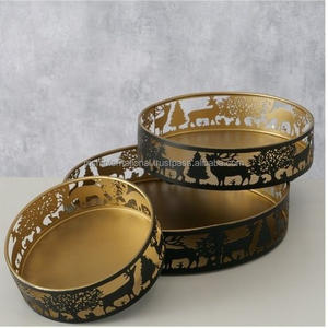 Vente en gros Plateau de service en métal de luxe en fer Rangement artisanal décoratif pour la maison pour gâteaux aux fruits et collations - Product Image 2