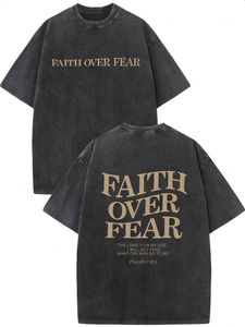 Camiseta de Manga Corta para Hombre Faith Fear, Corte Regular, Cuello Redondo, Estilo Casual, 100% Algodón Jersey, Impresión Digital Frontal, Secado Rápido - Product Image 1