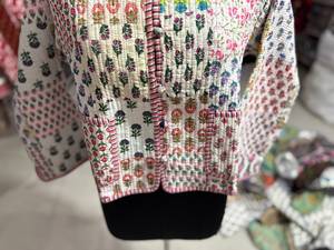 Handmade Floral <b>Quilted</b> Cotton Jacket Mandarin Collar <b>Single</b> Button Closure Full Sleeve Spring Women's Reversible Style GIFT - Product Image 5