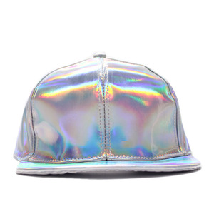 Holographic Patent Leather Baseball Caps Glitter Metallic Holographic Rainbow Reflective Hip Hop Adjustable Strapback Hat - Product Image 6