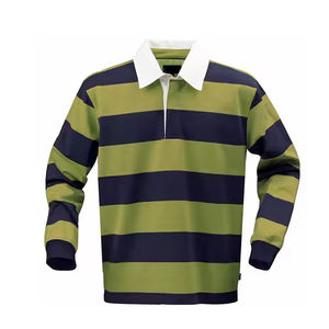 Camiseta de Rugby Casual Personalizada de Alta Calidad para Hombre, Jersey de Manga Larga con Cuello, 100% Algodón, Ropa Deportiva Transpirable y Ecológica - Product Image 3