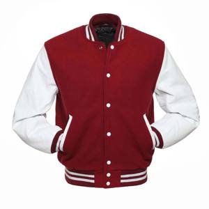 เสื้อแจ็คเก็ตเบสบอลแบบวาร์ซิตี้สีแดงเบอร์กันดีสำหรับผู้ชาย  แบบกำหนดเองได้  ขายส่งเสื้อทีม - Product Image 2