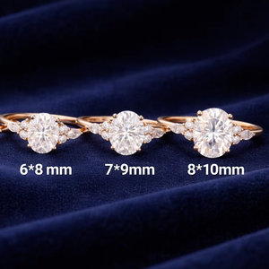 แหวนหมั้นเพชรโมอิสซาไนต์ทรงรี Elvoragems รับรองโดย IGI แหวนแต่งงานแบบวินเทจประดับเพชรคลัสเตอร์สีโรสโกลด์ แทนเพชรแท้ ทอง 14K/18K - Product Image 2