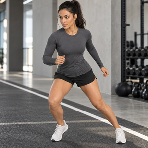 Top Corto de Compresión para Entrenamiento al Aire Libre para Mujer, Camiseta de Compresión de Punto para Mujer, Capa Base de Entrenamiento de Cobertura Completa, Proveedor Mayorista de Ropa Deportiva - Product Image 6