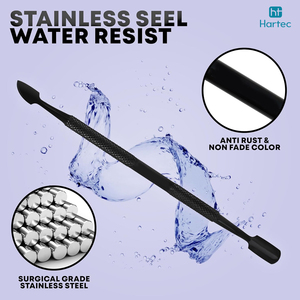 Raspador de Cutículas de Doble Cara de Acero Inoxidable Color Negro, Marca Privada OEM, Herramienta de Precisión para Manicura y Pedicura, Venta al Por Mayor - Product Image 4