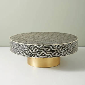 Mesa de centro con incrustaciones de hueso para decoración del hogar atemporal única para ocasiones de simpatía - Product Image 2