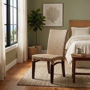 New Modern Minimalist Chevron Woven Rattan <b>Dining</b> Chair Wood Eco-Friendly Kitchen Restaurant Seating Furniture Accent <b>Armchair</b> - Product Image 3
