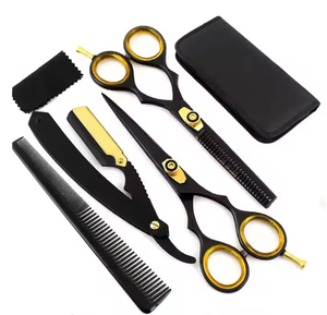 Ensemble de ciseaux de coiffure professionnels avec peignes pour usage en salon, lames en acier inoxydable, poignées en plastique, pour droitiers - Product Image 3