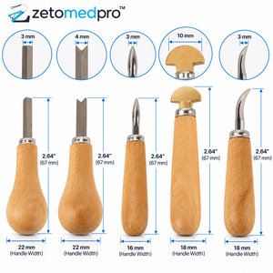 Lot de 5 outils de sertissage de pierres pour bijoux : griffes, montures, rehausseurs, poussoirs, rouleaux de polissage, 2,64 pouces, ZetomedPro - Product Image 3