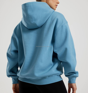 Venta al por mayor de gran tamaño pulóver de algodón pesado 400GSM Sudadera con capucha de estilo recortado para mujer Crop Top Sequined Hood Front - Product Image 6