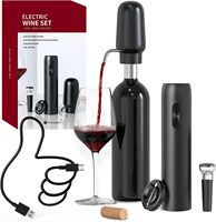 Ensemble ouvre-bouteille électrique et aérateur de vin rechargeable, verseur aérateur de vin populaire, bouchon de vin sous vide et coupe-capsule