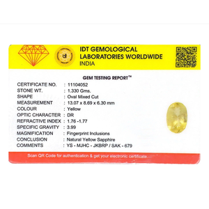 Loose 6.65 Carat Oval Cut Yellow Sapphire Gemstone for Fine Jewelry 4x6mm - Product Image 4