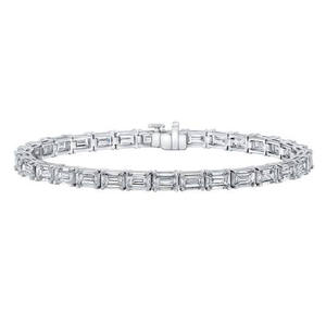 Pulsera de tenis de platino con diamantes cultivados en laboratorio de corte esmeralda estilo East West - Product Image 1