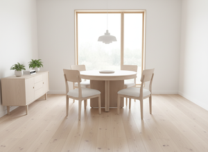 Ensemble de table à manger ronde en frêne massif moderne avec 4 chaises - Meubles de salon durables - Product Image 5