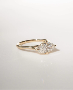 Bague de fiançailles solitaire en or massif 14 carats avec moissanite taille marquise de luxe, bijoux fins minimalistes, vente en gros - Product Image 5