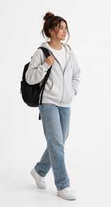 ONETEN APPARELS Conjunto de Sudadera Corta Azul Marino y Pantalones Jogger de Pierna Ancha para Mujer, Manga Larga, Estampado, Estilo Urbano, Chándal Holgado - Product Image 2