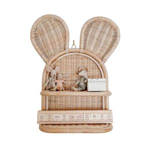 Handmade Mouse Rattan Wall Shelf Kids Room Nursery Bedroom Storage Rack Handwoven Toys Display Organizer Wholesale - Product Image 2