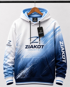 Sweat-shirt à capuche sportif blanc royal 3D dégradé de forme carrée, personnalisé et cousu sur mesure, de l'industrie Ziakot du Pakistan, vente en gros directe - Product Image 5