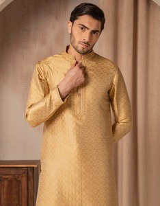 Salwar Kameez para Hombre, Color Verde Azulado, Algodón Transpirable, Estilo Modesto, Manga Larga, Uso Diario Informal, Atuendo Étnico, Estilo India Pakistán, Diseño Moderno - Product Image 1