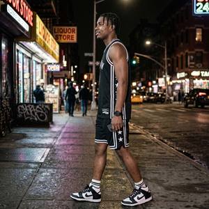 Conjunto de Pantalones Cortos y Camiseta de Baloncesto de Felpa Transpirable 100% Algodón para Hombre, Ropa Urbana Negra y Blanca, Uniforme de Entrenamiento de Verano Estilo Hip Hop, Venta al Por Mayor - Product Image 6