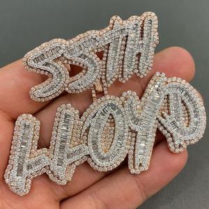 Pendentif Hip Hop en Diamant Moissanite VVS_ Personnalisé en Argent Sterling 925 Disponible en Ligne en Inde - Product Image 1