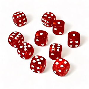 Jeu de dés en résine rouge avec points blancs, fabrication artisanale de dés en résine, dés transparents à coins arrondis, dés colorés - Product Image 3