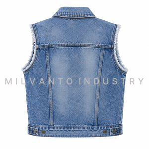 Gilet en jean personnalisé pour homme |   Veste en jean sans manches 100% coton pour l'été |   Gilet de mode streetwear décontracté vintage avec poches utilitaires - Product Image 6