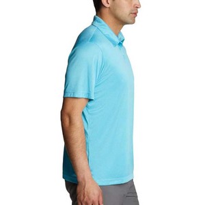 เสื้อโปโลแขนสั้นสีทึบสำหรับผู้ชายผ้าถักลำลองสีฟ้าอ่อน - Product Image 6