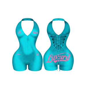 Protect Style Apparels Body sculptant de luxe pour femme, rouge, col licou, sans manches, dos lacé, effet ventre plat, coupe ajustée sexy - Product Image 3