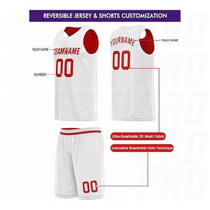 Conjuntos de Uniformes de Baloncesto Rojos y Blancos al por Mayor, Uniformes de Baloncesto de Poliéster Transpirable sin Mangas, Jersey y Pantalones Cortos Personalizados para Equipos - Product Image 2