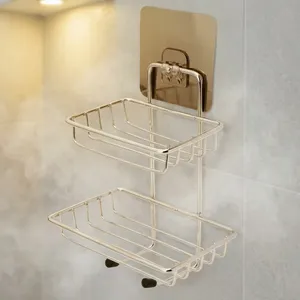 <b>Wall</b> Mounted Double Layer Soap Dish Holder Stainless Steel Soap <b>Storage</b> Rack Rustproof <b>Wall</b> <b>Hanging</b> Soap Saver Organizer - Product Image 3