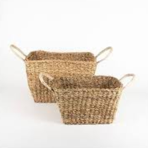 Decorative Jute & <b>Seagrass</b> Woven <b>Basket</b> Set with Handles for Eco-Friendly Home Storage & Decor - Product Image 5