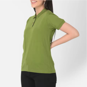 เสื้อโปโลผู้หญิง แขนสั้น ผ้าถัก ทรงปกติ สีพื้น สไตล์ลำลอง - Product Image 5
