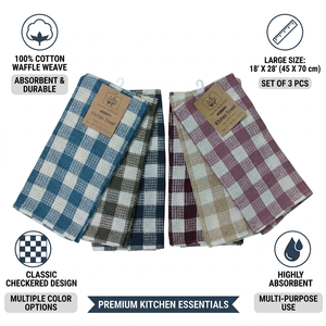 ผ้าขนหนูอาบน้ำทอจากผ้าฝ้าย 100% แห้งเร็ว ผ้าขนหนูเช็ดมือแบบวาฟเฟิล ผลิตด้วยมืออย่างยั่งยืน ซึมซับน้ำได้ดี ผ้าลินินสำหรับห้องน้ำสำหรับโรงแรม - Product Image 6