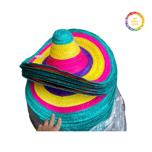 หมวกสานลายทางสไตล์เม็กซิกัน ปีกกว้าง ทำมือ สำหรับชายหาด กิจกรรมกลางแจ้ง ปั่นจักรยาน งานเทศกาล ปาร์ตี้  ขายส่งจำนวนมาก - Product Image 6