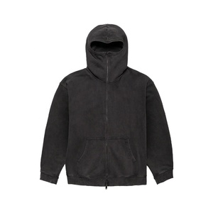 Sudadera con Capucha Unisex Vintage 100% Algodón, Hombros Caídos, Cremallera Completa, Estampado Personalizado, Estilo Ninja Balaclava, Streetwear, Bolsillo Bordado, Talla 6XL - Product Image 3