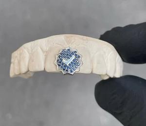 Hip Hop plata Iced Out Grillz parte superior inferior Cubic Zircon Moissanite diamante dientes decoración 10K 14K 18K oro 925 Plata dientes - Product Image 3