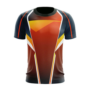T-shirt personnalisé OEM pour homme, imprimé par sublimation, 100% polyester, texture lisse, manches courtes, léger, respirant, streetwear décontracté - Product Image 4