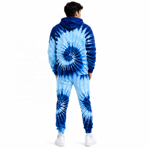 Ensemble de survêtement décontracté oversize tie-dye avec sweat à capuche et pantalon de jogging en molleton bouclette, style streetwear, pour commandes en gros - Product Image 3
